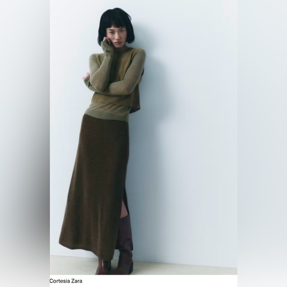 Zara Elegant Brown A-Line Skirt - Picture 1 of 11
